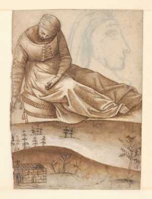 woman-seated-on-a-cushion-above-hilly-landscape-below