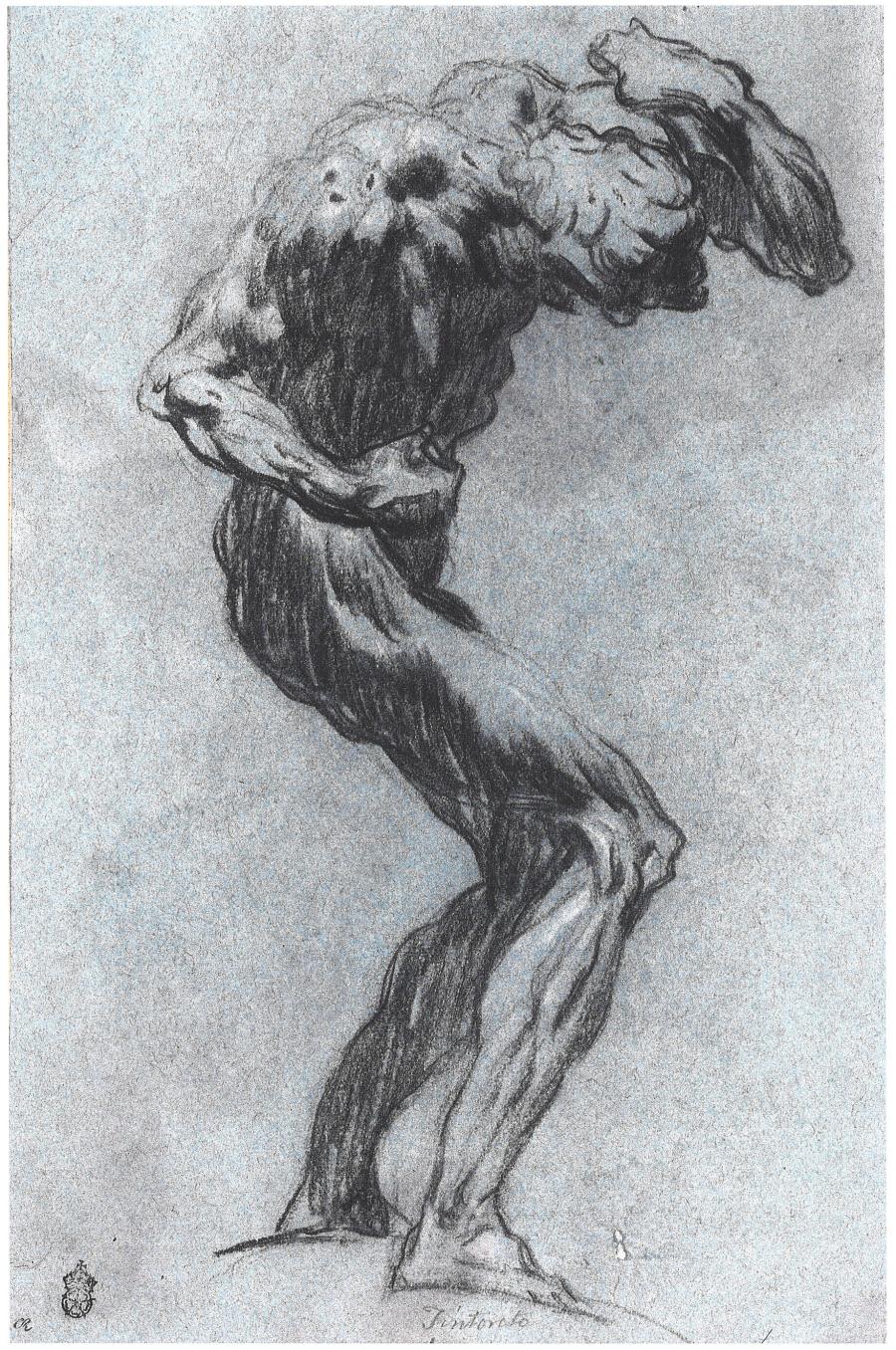 Studie naar een bronzen sculptuur van Atlas naar Jacopo Sansovino