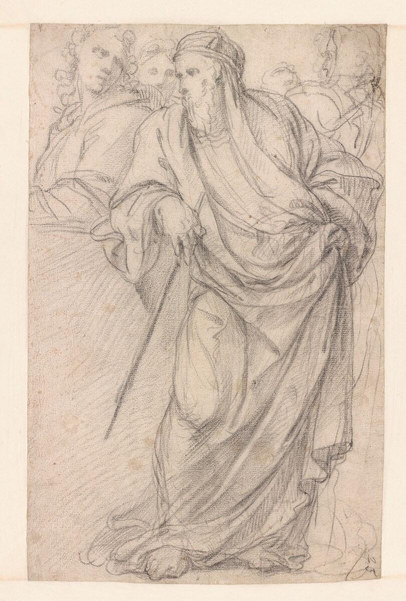 Study of Standing Bearded Man and Three Young Men