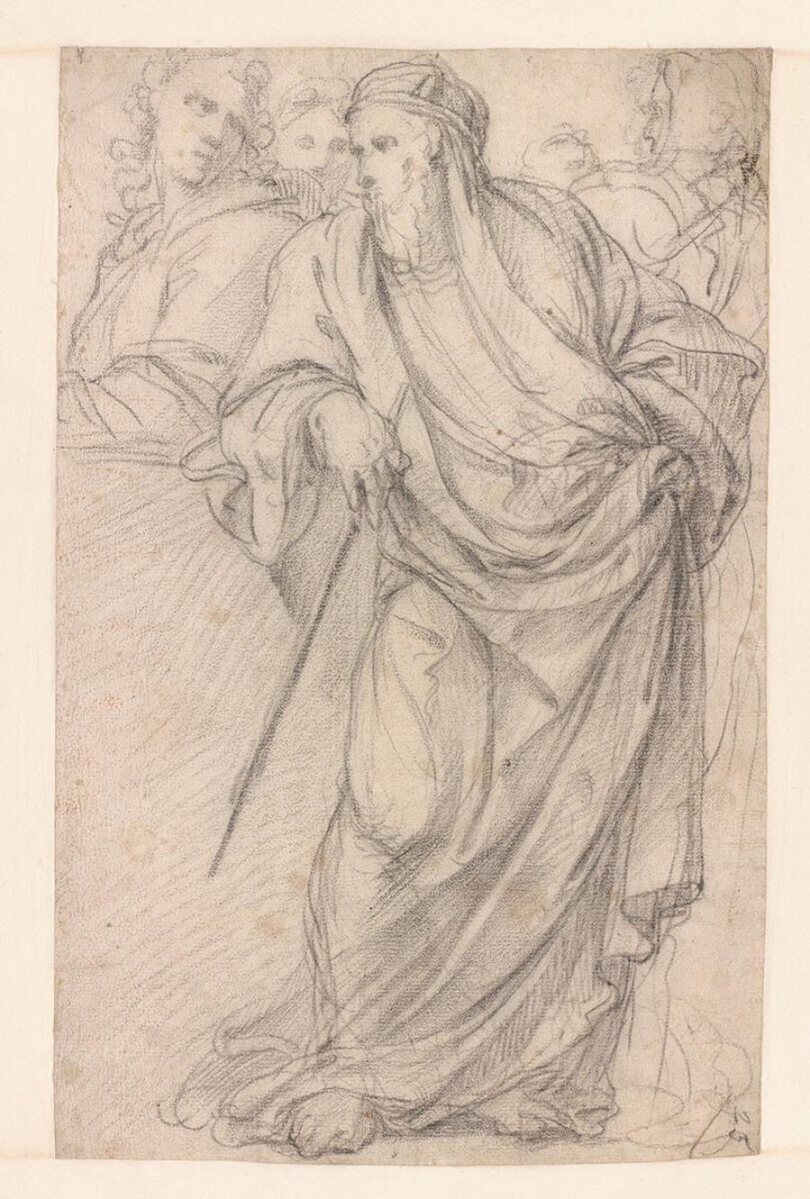 Study of Standing Bearded Man and Three Young Men