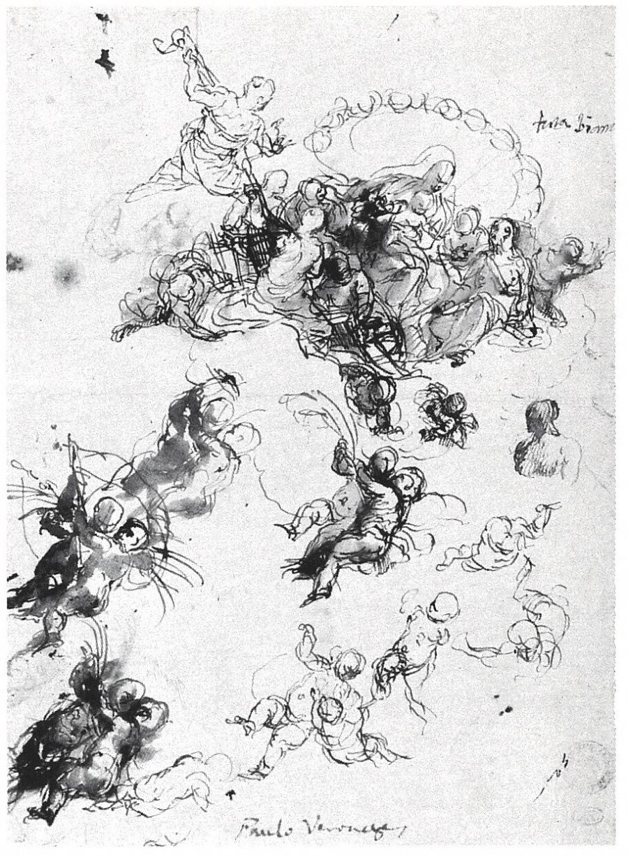 Compositiestudies voor een Maria met heiligen en putti in de wolken