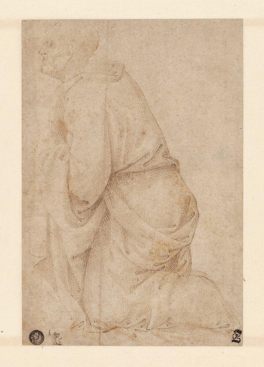 A Saint Kneeling to the Left