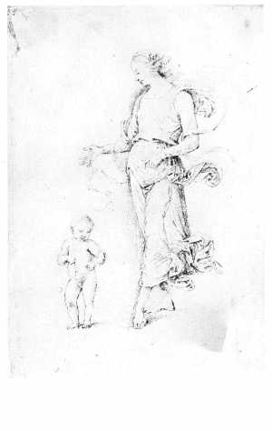 vrouw-wandelend-met-een-putto