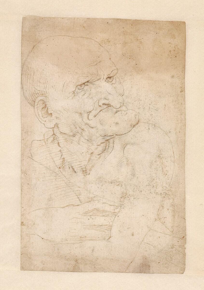 Caricature of an Old Man with an Enormous Chin