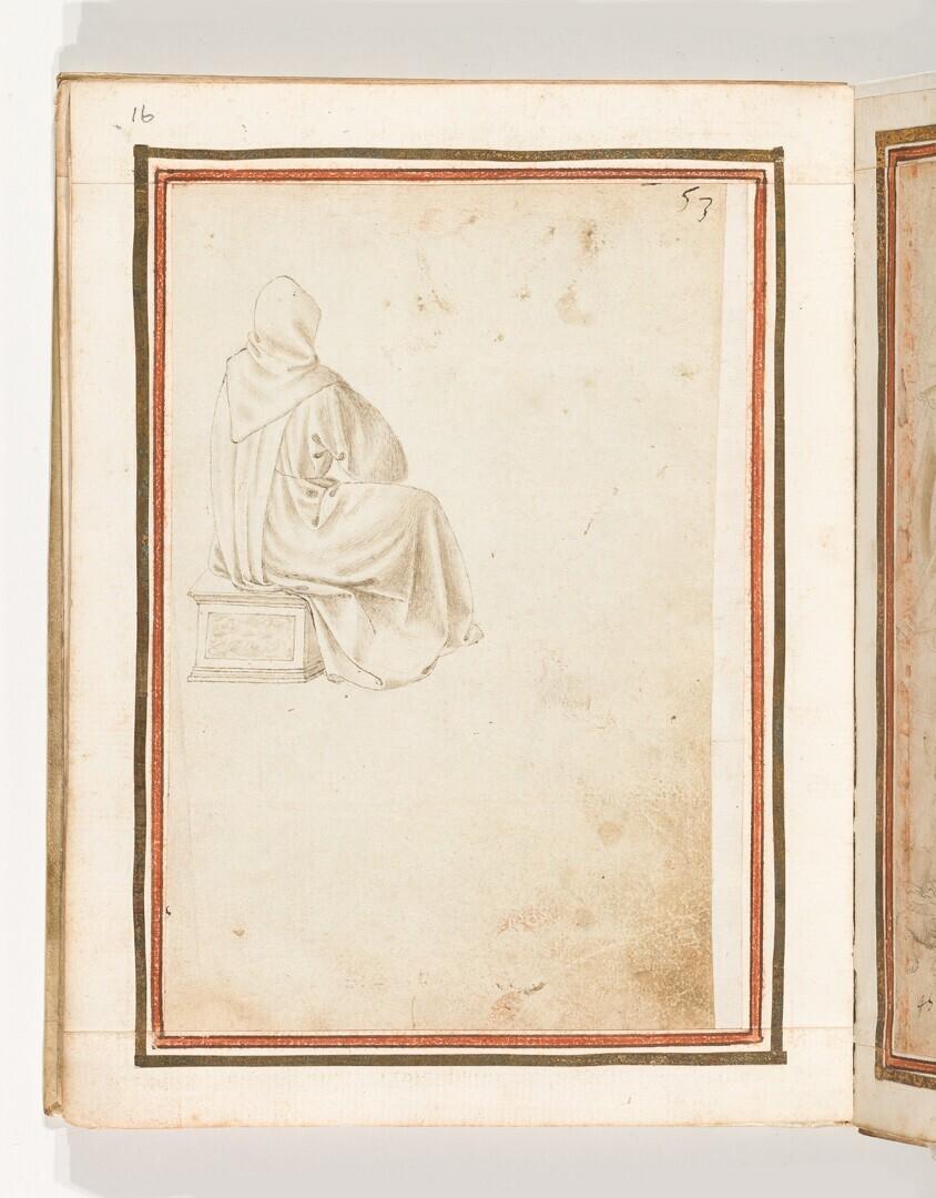 Folio uit het Gozzoli-album: zittende monnik, wegkijkend