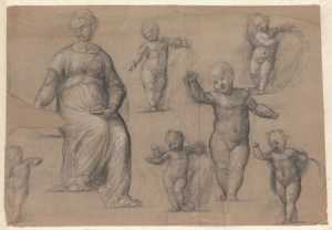 zes-studies-voor-het-christuskind-en-een-voor-de-zittende-maria-in-het-mystieke-huwelijk-van-de-heilige-catharina-parijs-musee-du-louvre