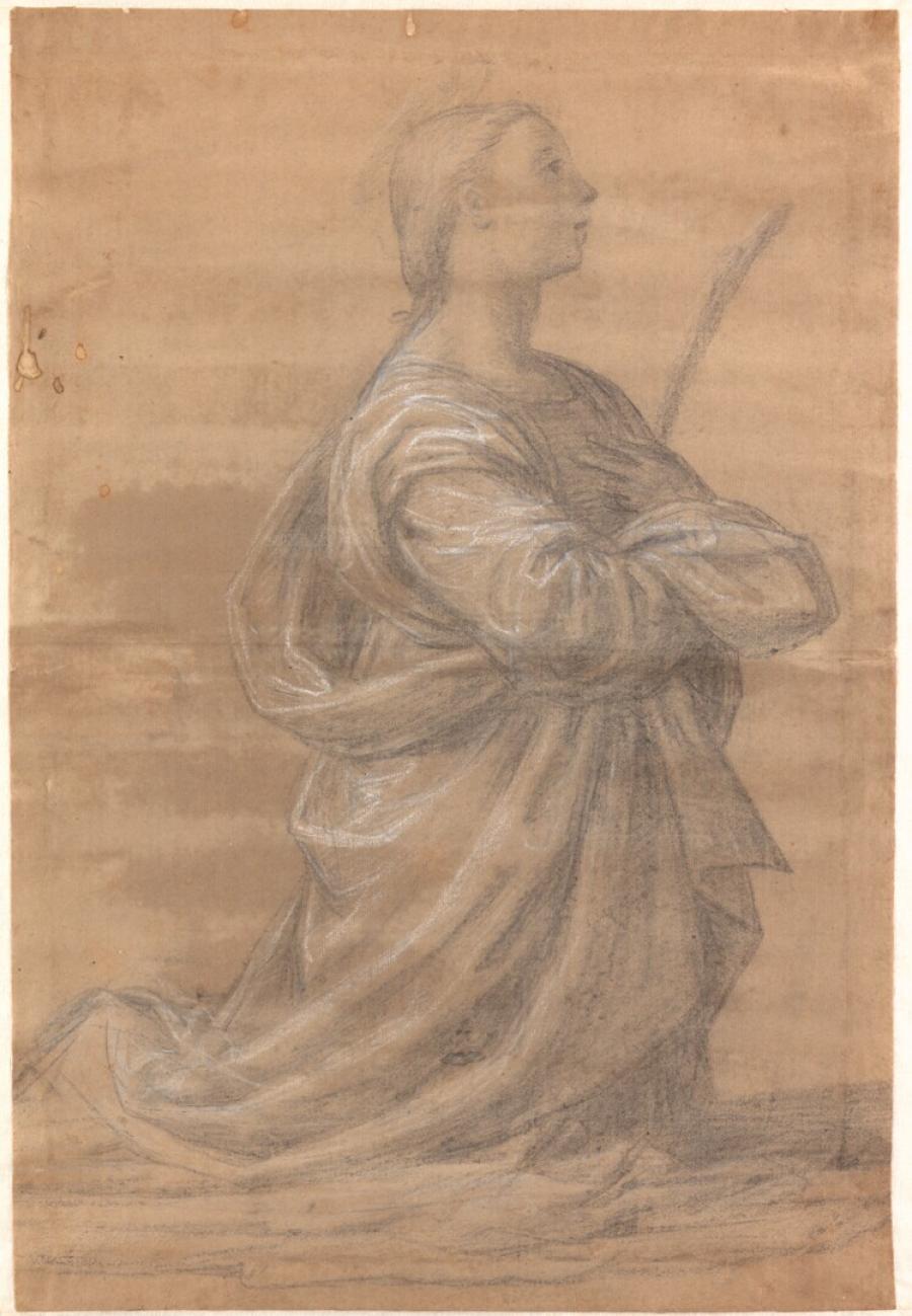 Study for a Kneeling Female Saint Holding a Palm Branch
