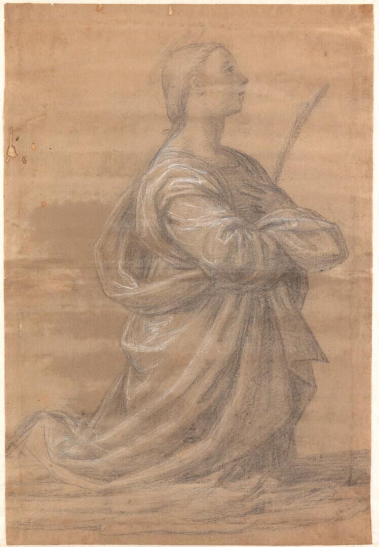 Study for a Kneeling Female Saint Holding a Palm Branch