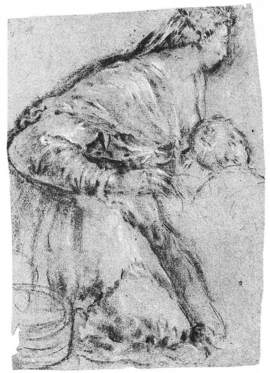 Kneeling Woman and a Child near a Bucket