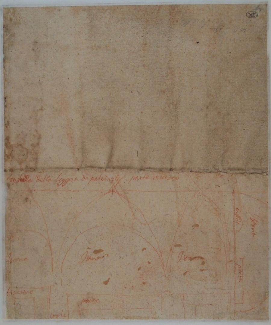 Ontwerpschets van een muur- en gewelfdecoratie
