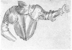 studie-van-een-harnas-met-uitgestrekte-linker-arm