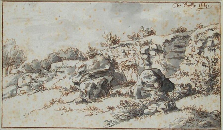 Landschap met rotspartij bij het dorpje Boussy ten zuiden van Genève (Haute-Savoie, Frankrijk)