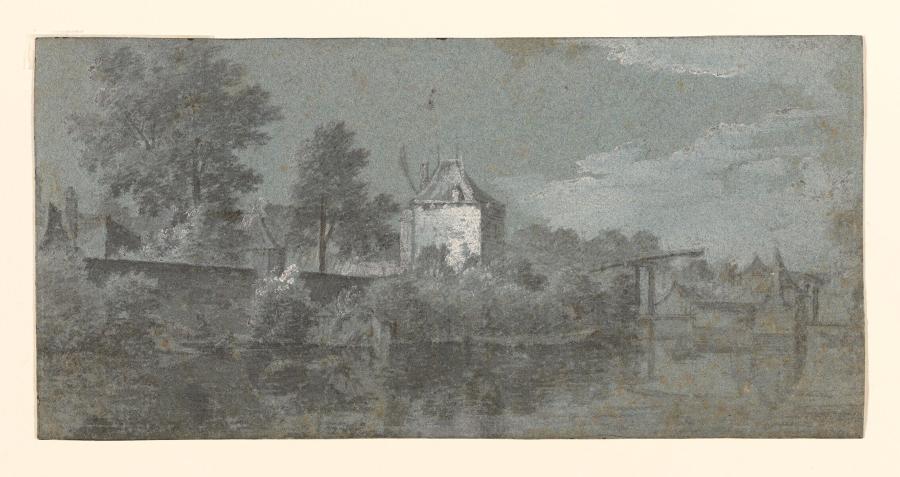 Gezicht op een stadswal