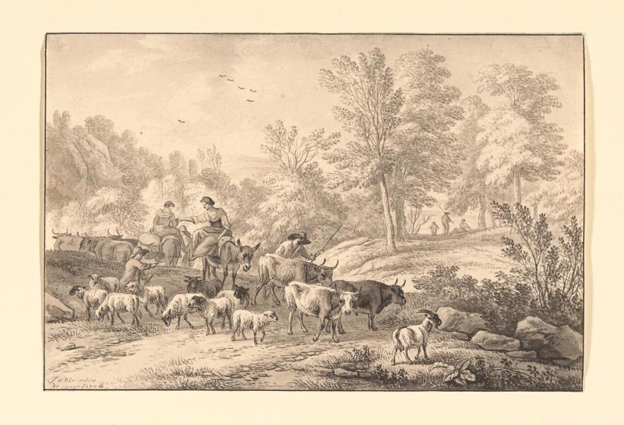 Heuvelachtig landschap met een kudde vee