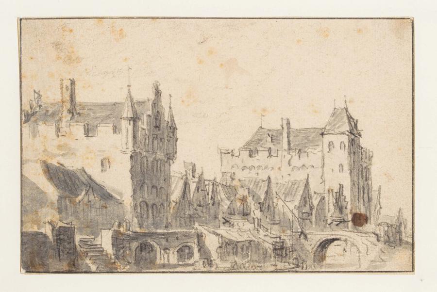 Gezicht op de Oude Gracht te Utrecht met het Huis Fresenburg en Huis Oudaen