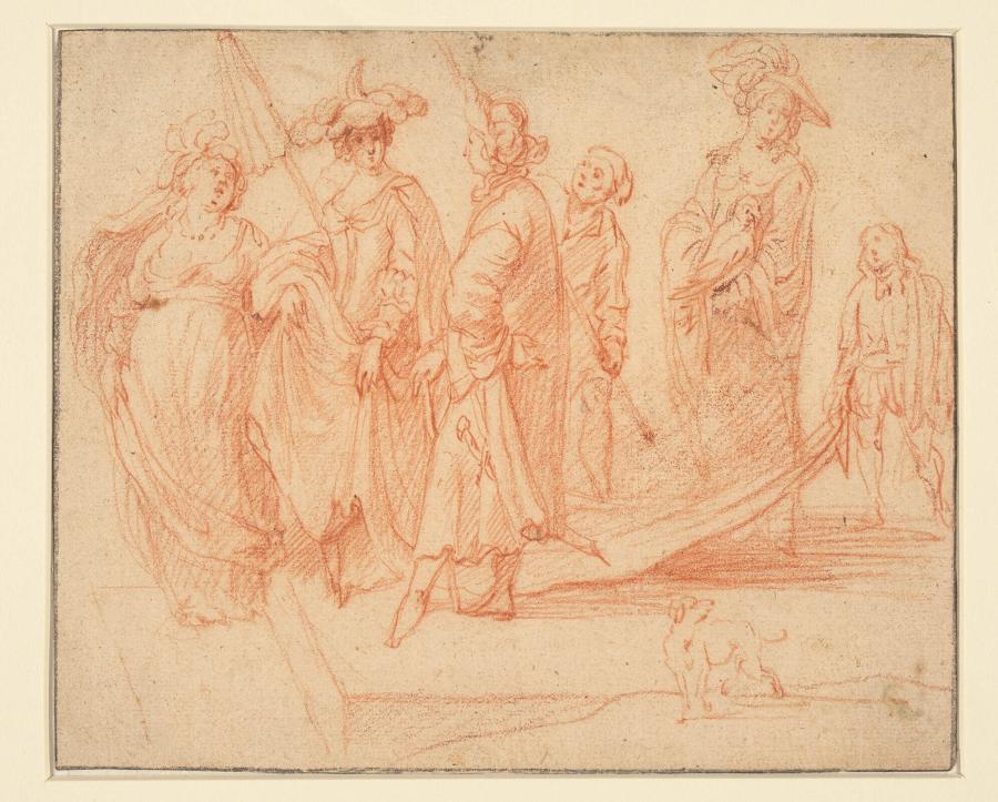 A Company of Ladies and Gentlemen on a Stone Staircase
