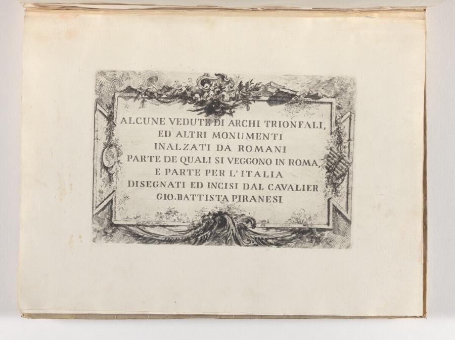 Title-page of Alcune Vedute di Archi Tronfali