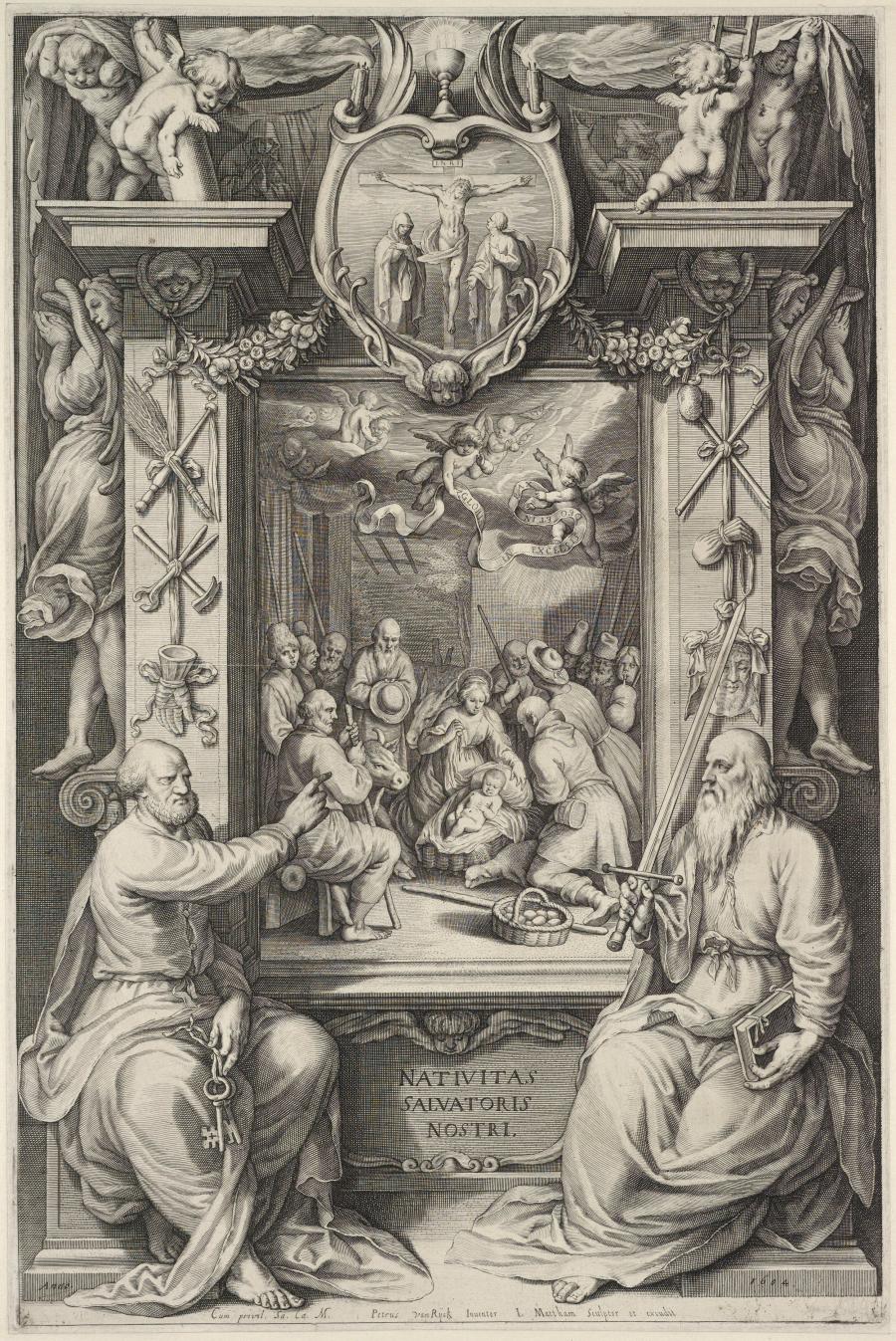 The Adoration of the Shepherds, with Saint Peter and Saint Paul