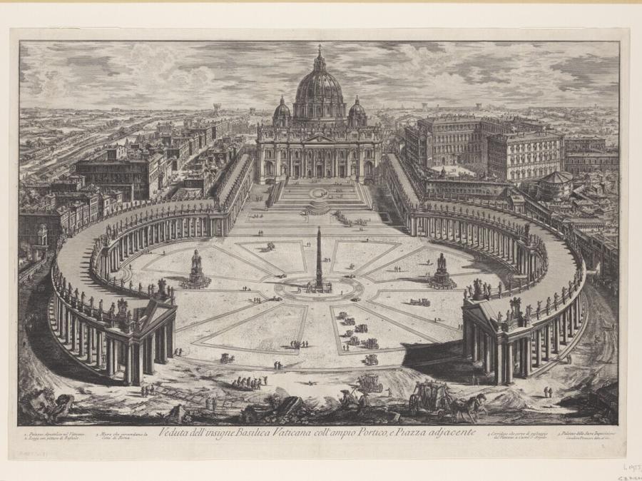 Veduta dell'insigne Basilica Vaticana coll'ampio Portico, e Piazza adjacenta