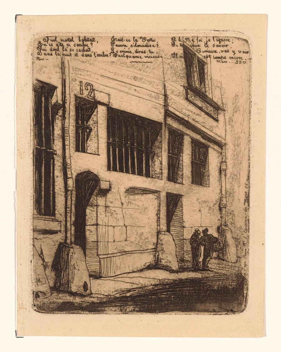 Rue des Mauvais Garçons met twee figuren voor het oude bordeel