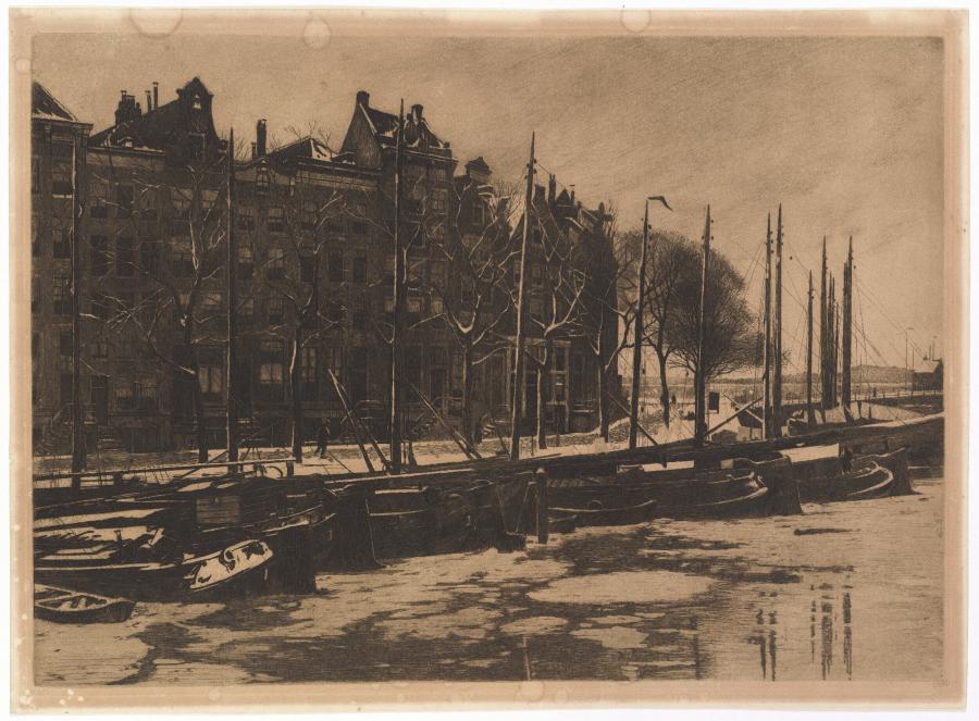 View on the Binnenkant in Amsterdam, with Snow