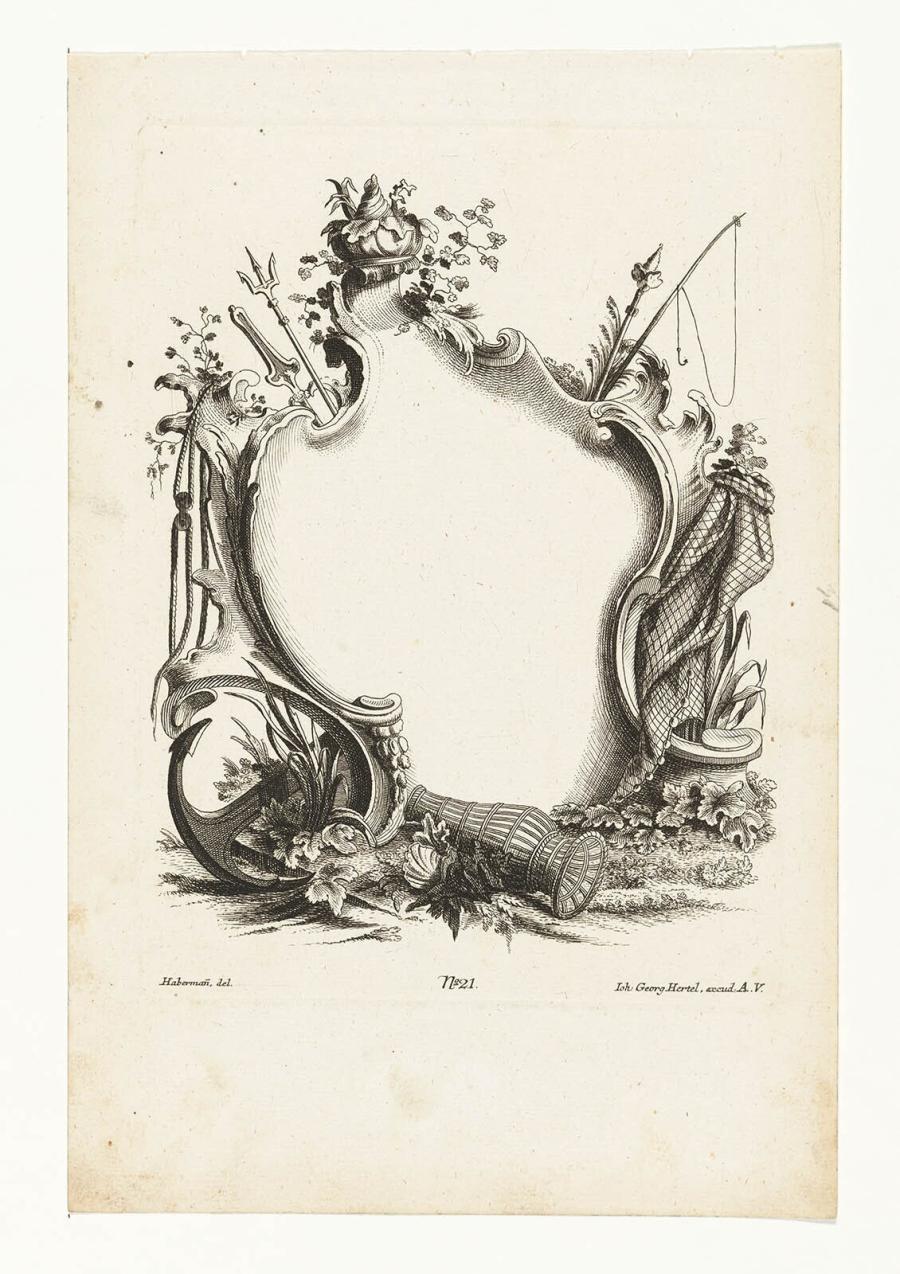 Cartouche with Fishing Emblems