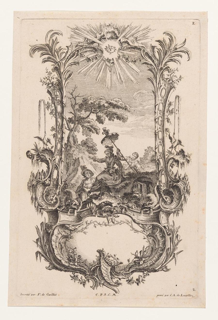 Cartouche with Rural Scene