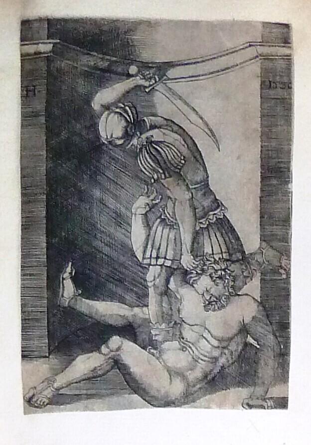 Roman Soldier Trying to Decapitate a Naked Man