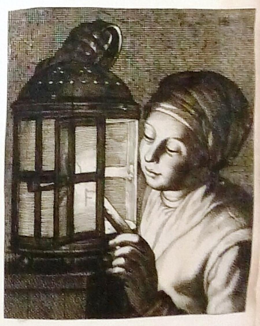 A Girl Lighting a Lantern