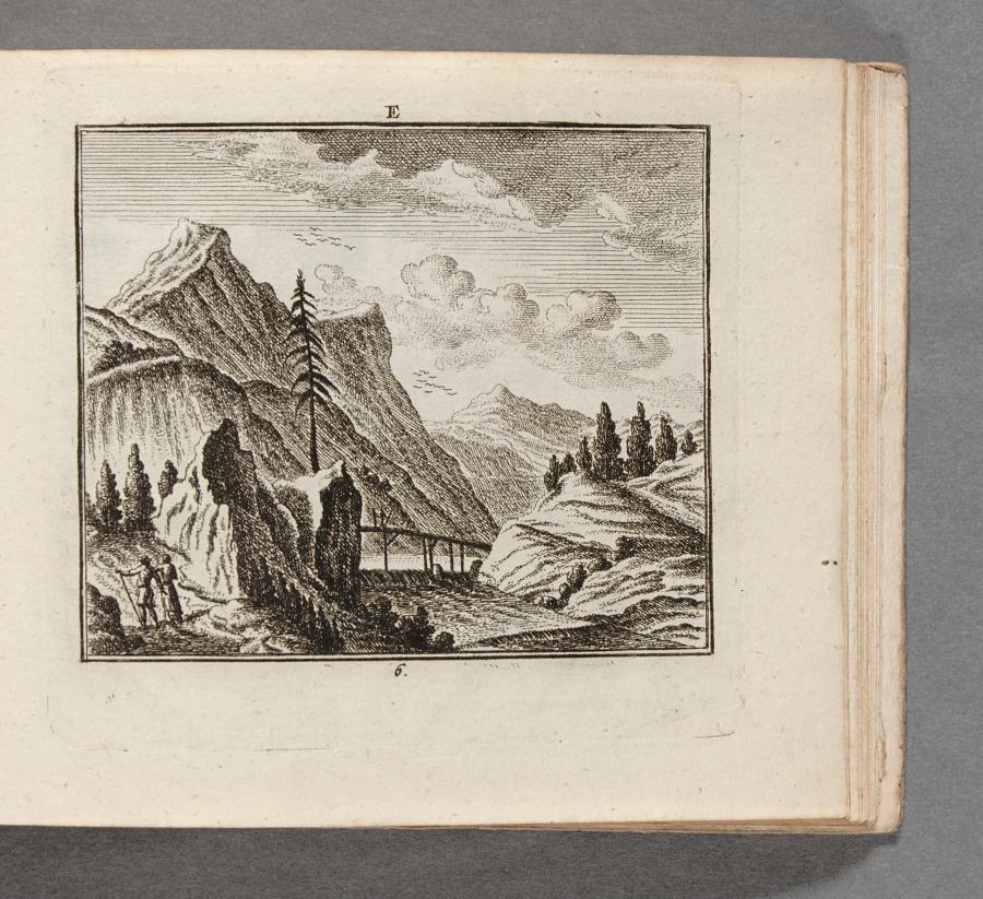 Four Travellers in a Mountain Landscape with a Bridge