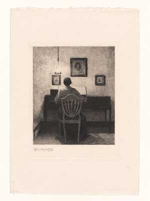 vrouw-die-spinet-speelt