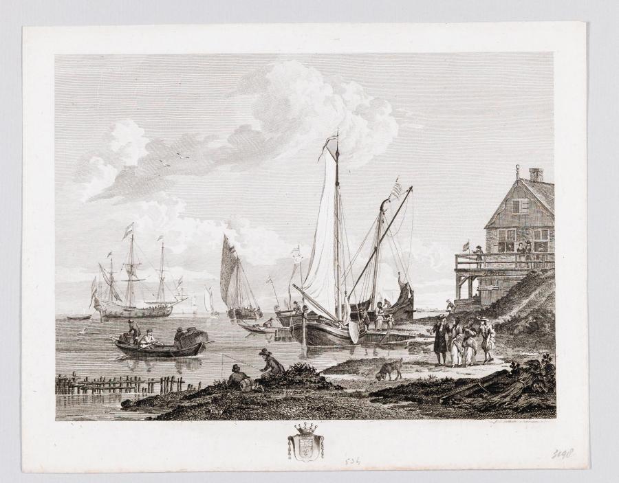 Riviergezicht met boten