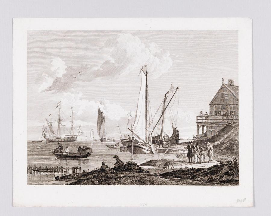 Riviergezicht met boten