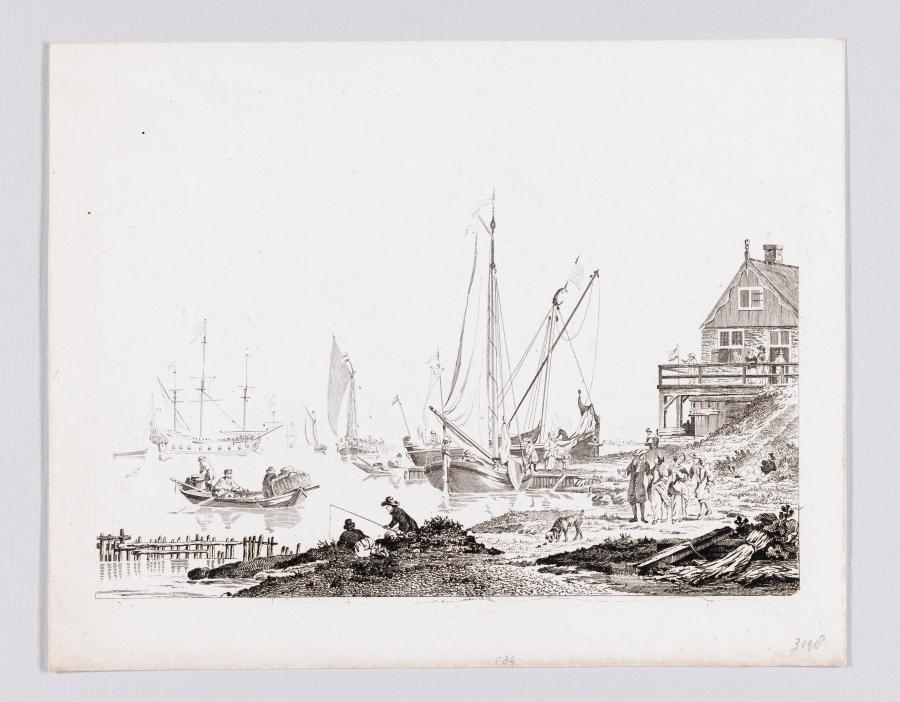 Riviergezicht met boten