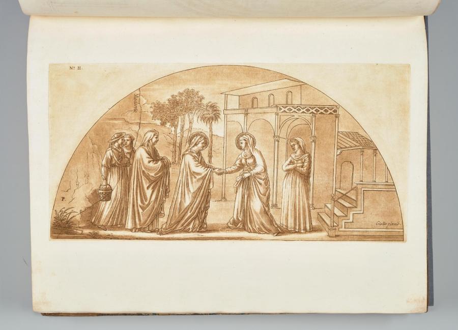 Visitatiescène met dienstmaagd van Elizabeth uit 'Pictures of Giotto in the Church of the Carmelites'