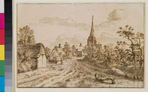 het-dorp-veerle-boven-scherpenheuvel-gezien-vanuit-het-westen-met-in-de-achtergrond-de-kerktoren-van-onze-lieve-vrouw-in-den-wijngaard