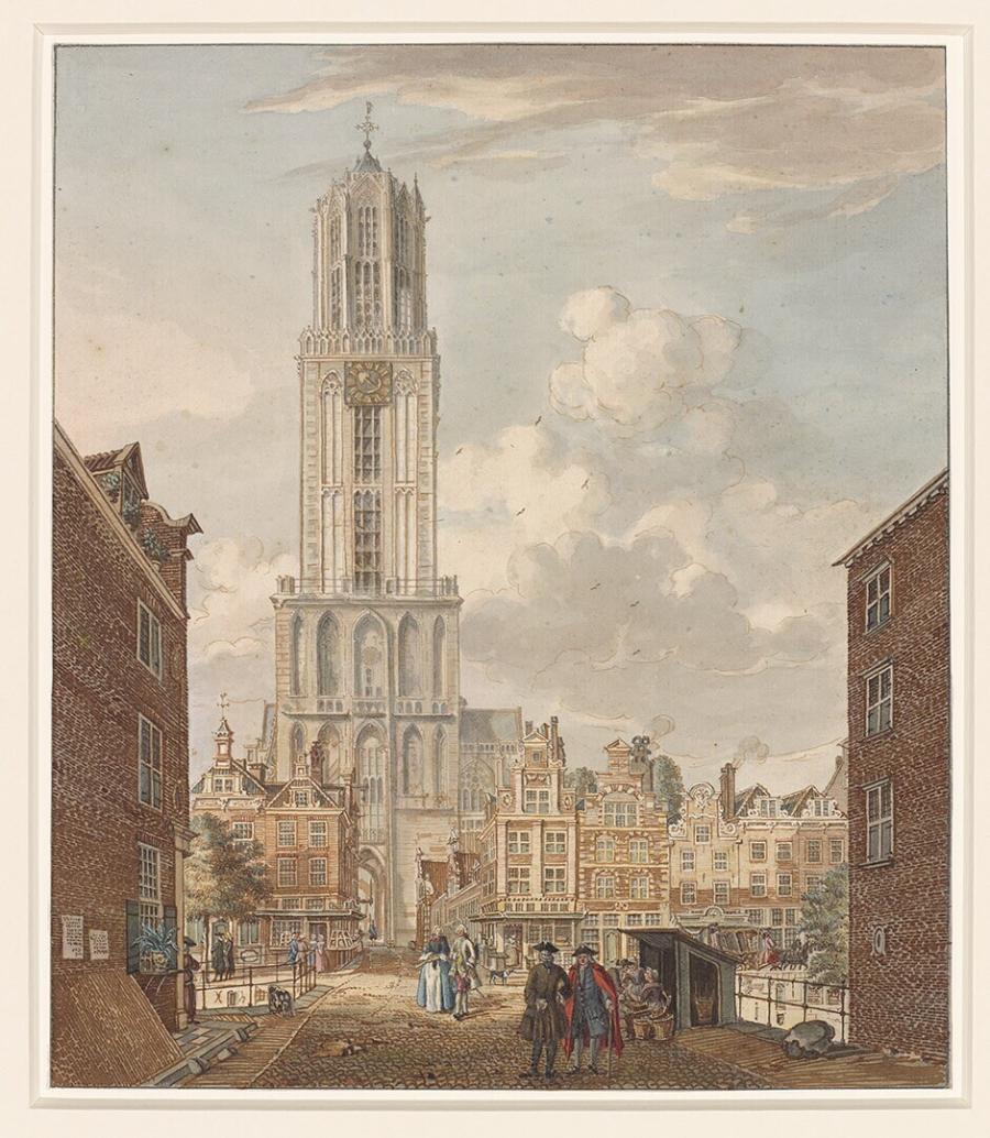Gezicht op de Domtoren te Utrecht vanuit het Westen