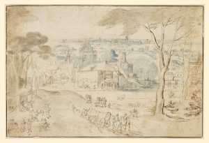 view-of-a-village-by-a-river-with-a-watermill