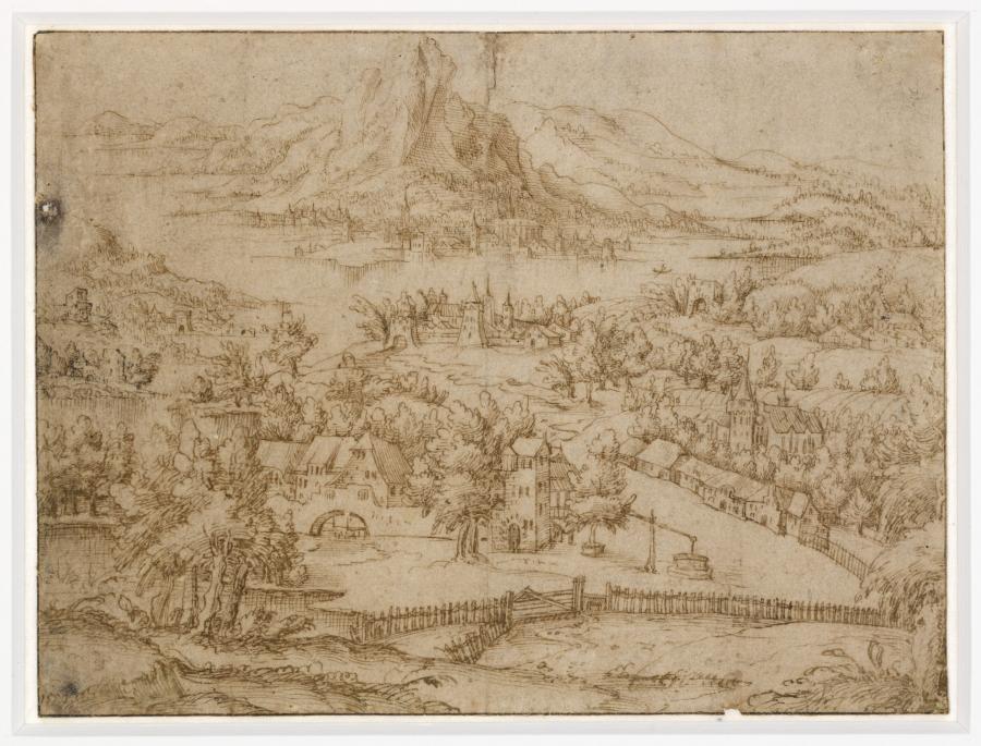 Panoramic Landscape with Villages and Mountains