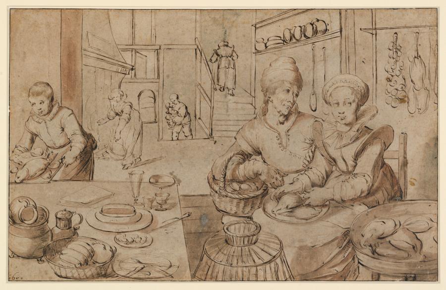Kitchen Interior with Figures