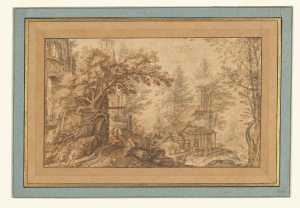 boslandschap-met-reizigers-en-gebouwen
