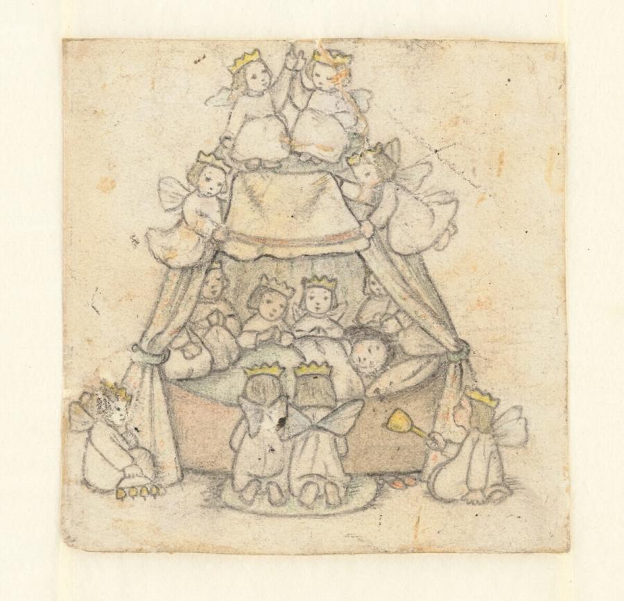 'When I Go to Sleep at Night' (design for the collection of nursery rhymes 'Handje-plak', S.L. van Looy, Amsterdam s.a. [1900])