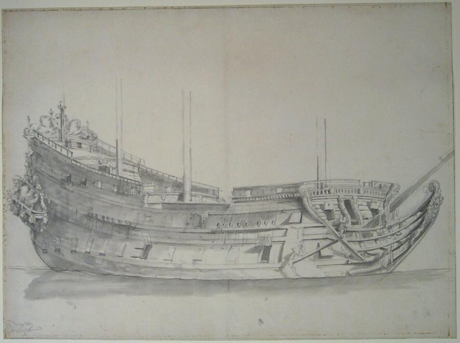 The Dutch Ship De Dom van Utrecht (The Dom Tower of Utrecht), from Amsterdam, built in 1654, 42-46 guns, last mentioned in 1688