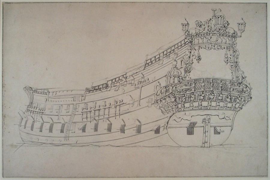 Battleship 'Eendracht', Rotterdam, built 1653, 58-72 guns, blown up in action 1665