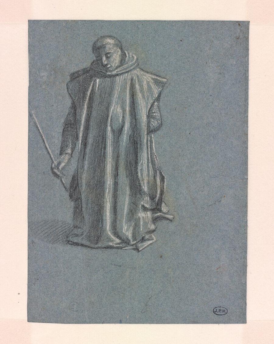 Study of a Kneeling Monk Holding a Taper