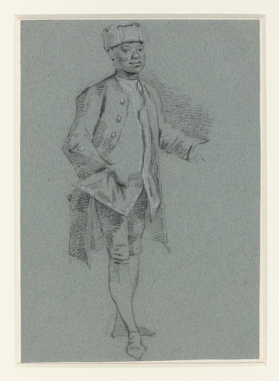 Young man in a cap and livery, possibly Willem Frederik Cupido or Guan Anthony Sideron, two African attendants in the service of the Dutch Stadtholder Willem V