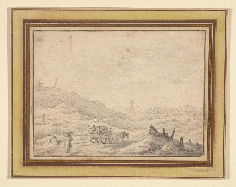Dunelandscape with Figures and Horse and Carriage