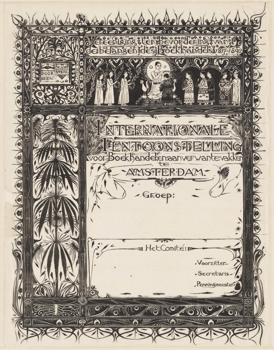 Certificate of the Veereniging ter Bevordering van de Belangen des Boekhandels for the International Exhibition of Book Trade and related trades in Amsterdam