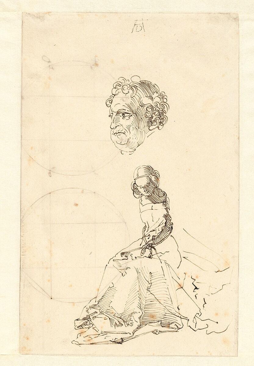 Studies of a Seated Woman and a Man's Head