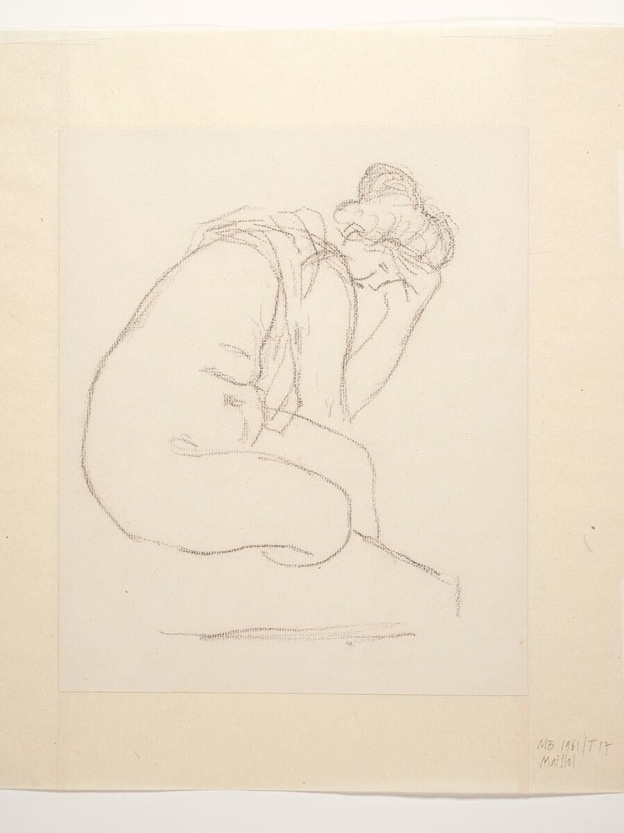 Seated Female Nude Leaning Forward